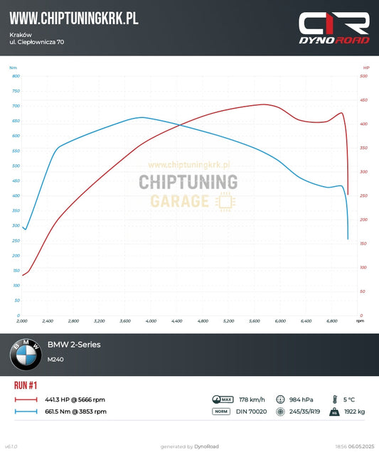 BMW M240i G42 – 441 HP / 662 Nm na hamowni + Moduł Burger JB4