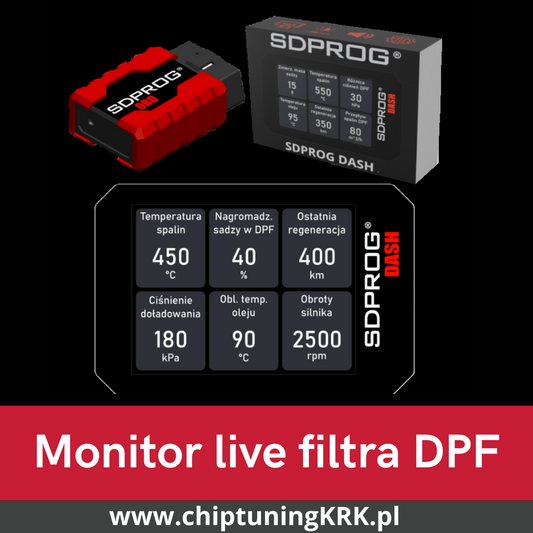 Monitor silnika SDPROG DASH + interfejs SDPROG OBD - WSKAŹNIKI DPF